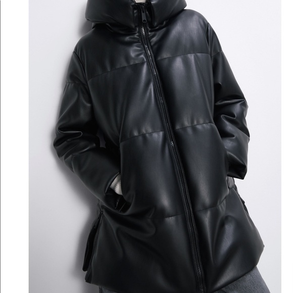 black down coat with fur hood